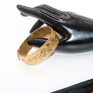 Antique Victorian Gold Filled Wide Hinged Bangle Bracelet